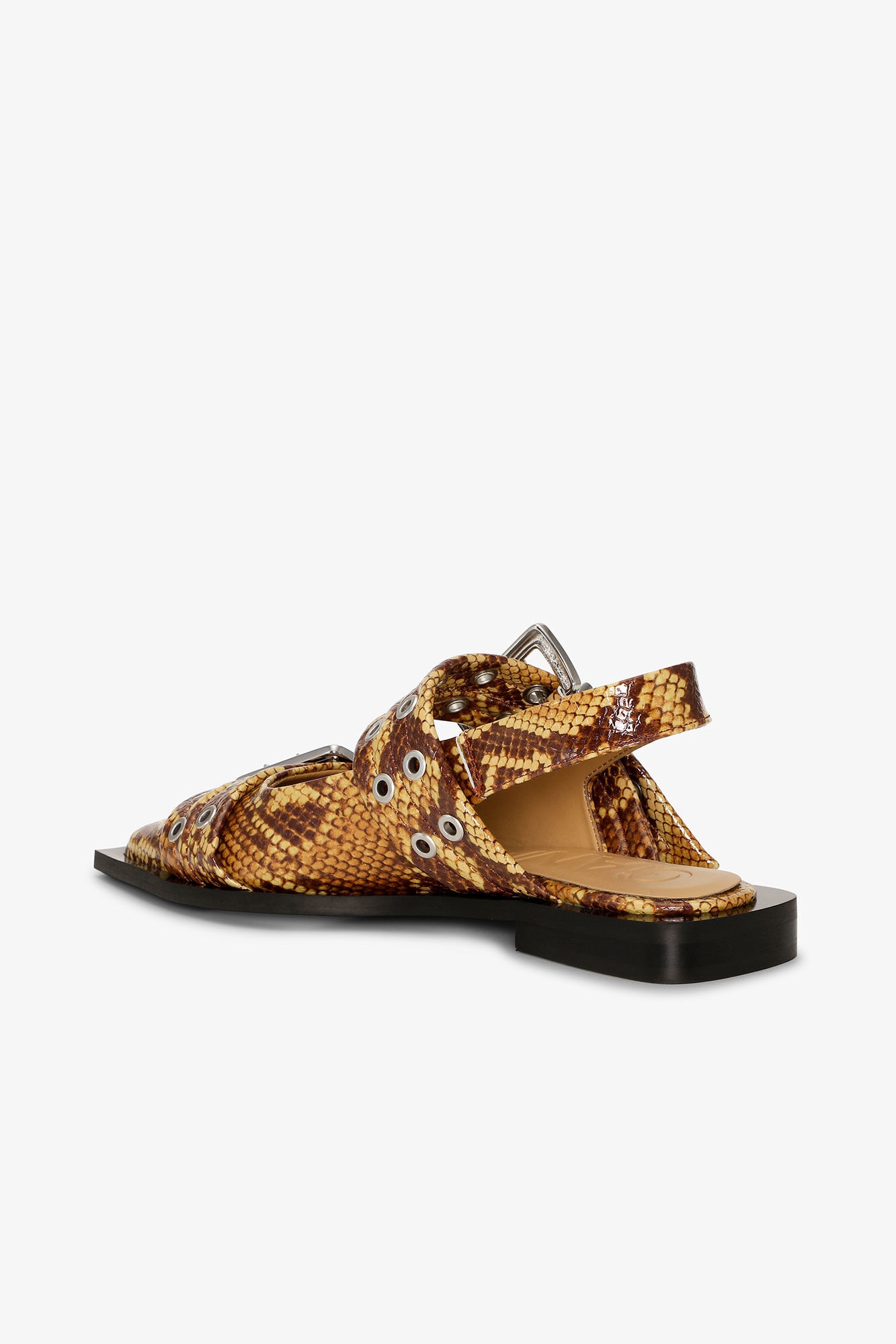 BROWN SNAKE FEMININE BUCKLE BALLERINAS - 2