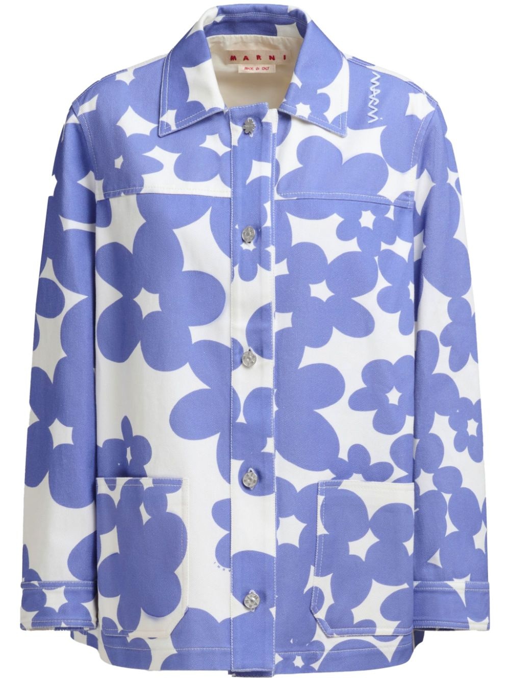 floral-print shirt jacket - 1