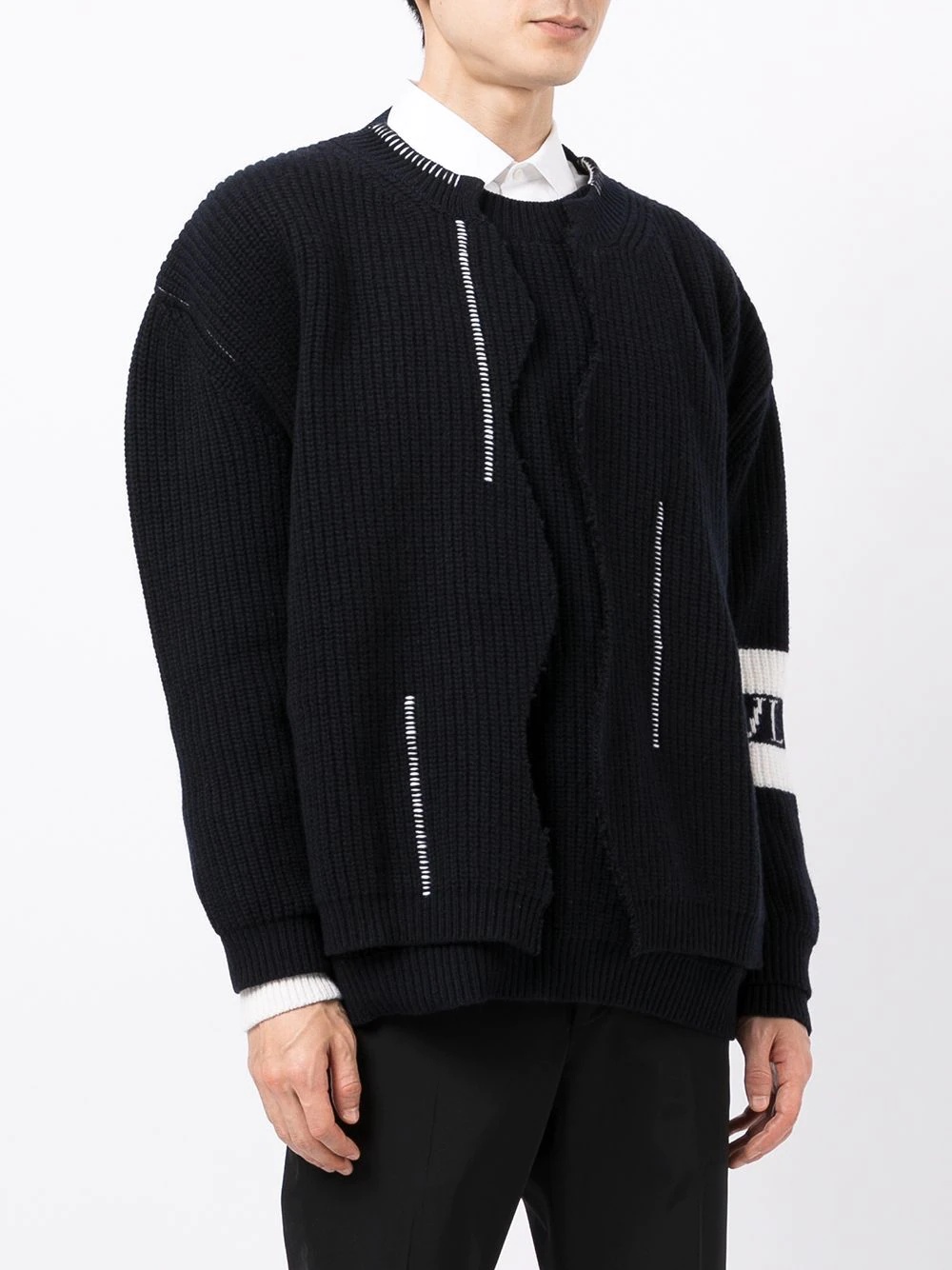 VLTN layered rib-knit jumper - 3