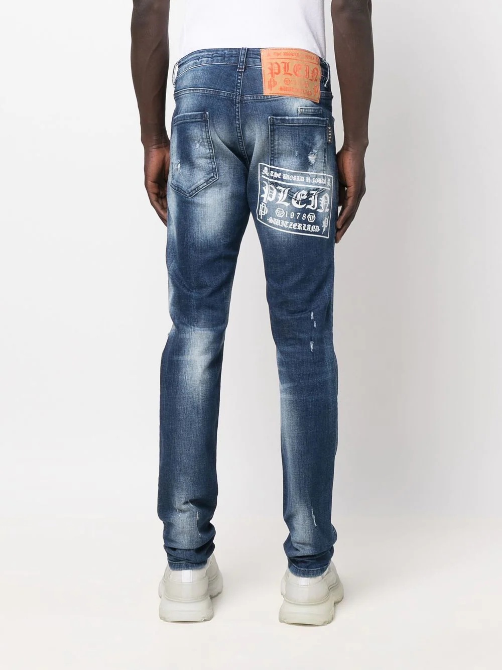 logo-print distressed jeans - 4