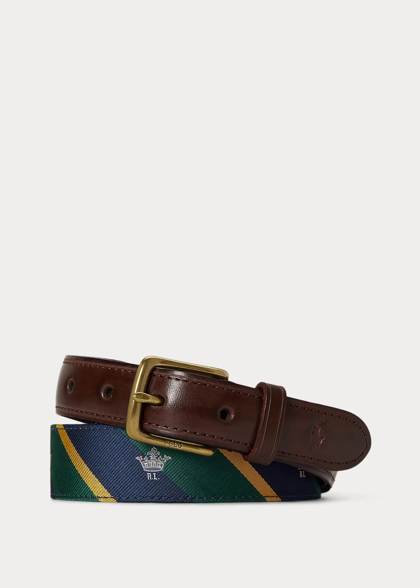 Leather-Trim Silk Jacquard Belt - 1