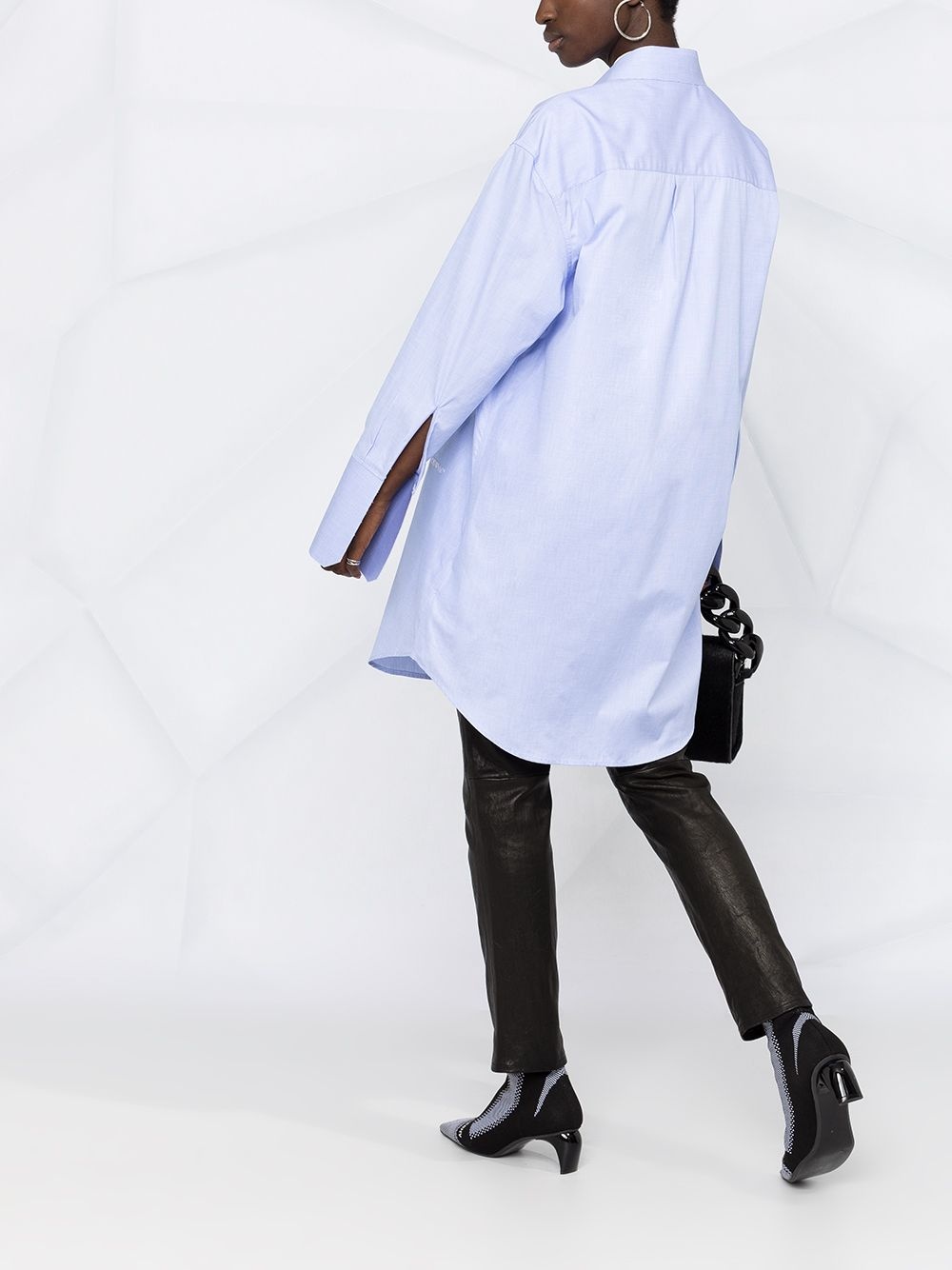 asymmetric-fastening oversize shirt - 4