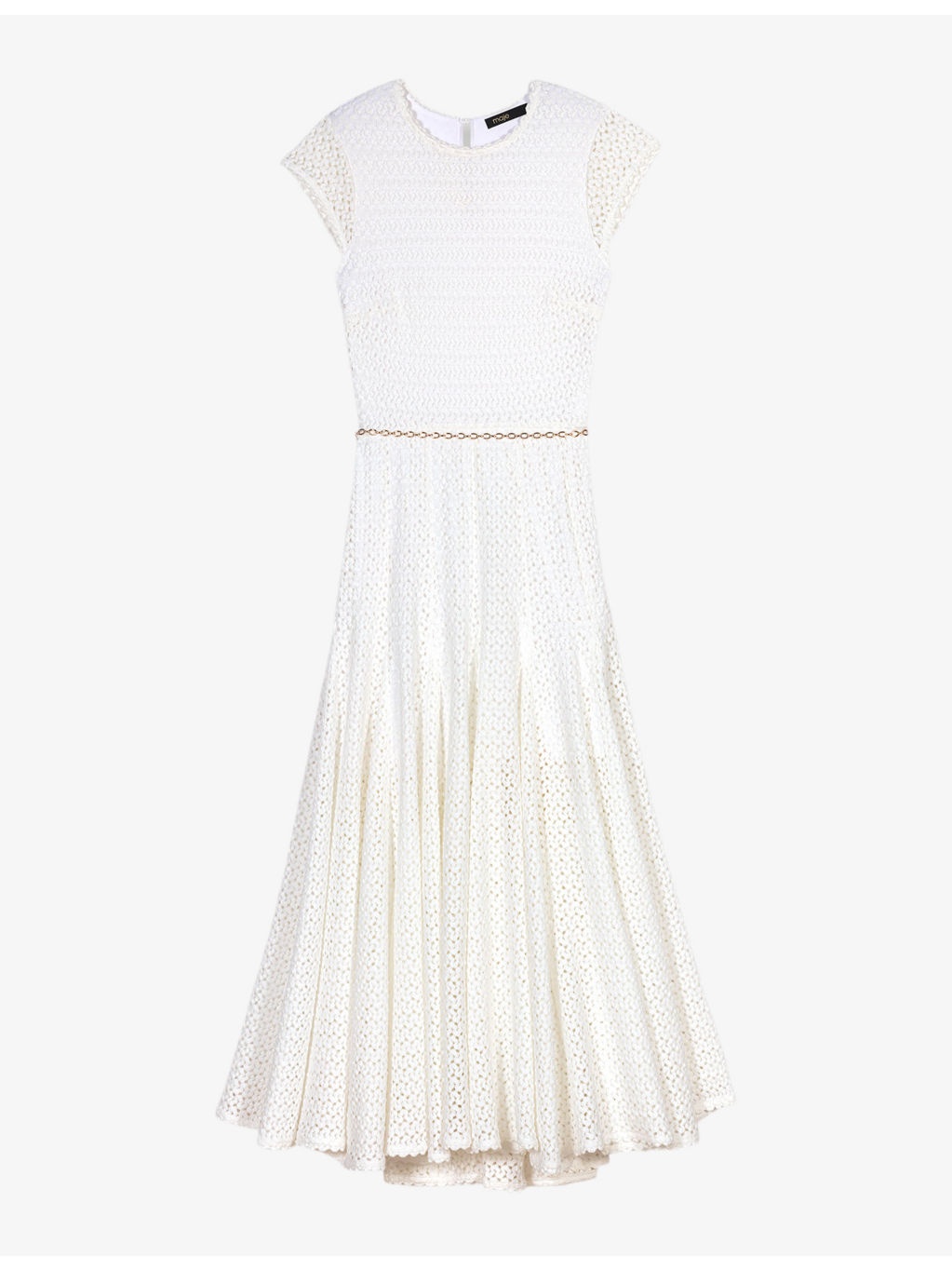 Round-neck short-sleeve crochet-knit maxi dress - 1