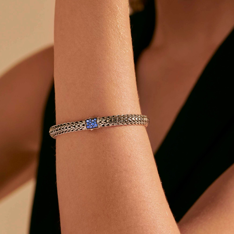 Icon Bracelet, Reversible, Sterling Silver, Gemstones, 6.5MM 6