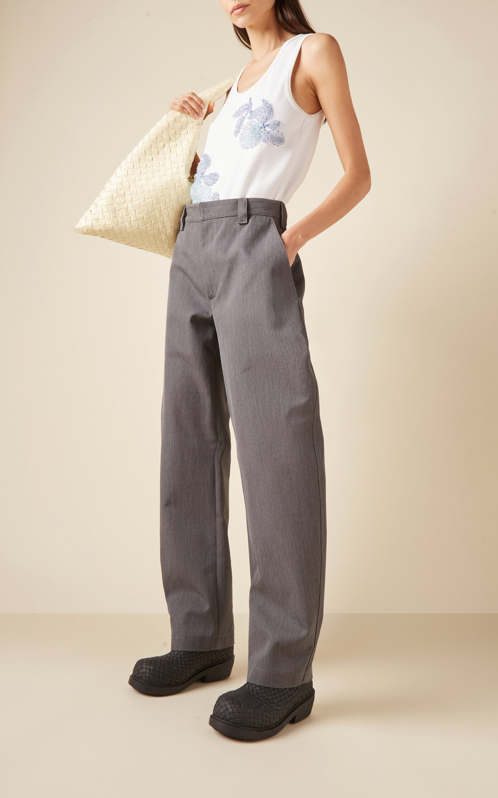 Wool-Cotton Tapered Trousers grey - 2