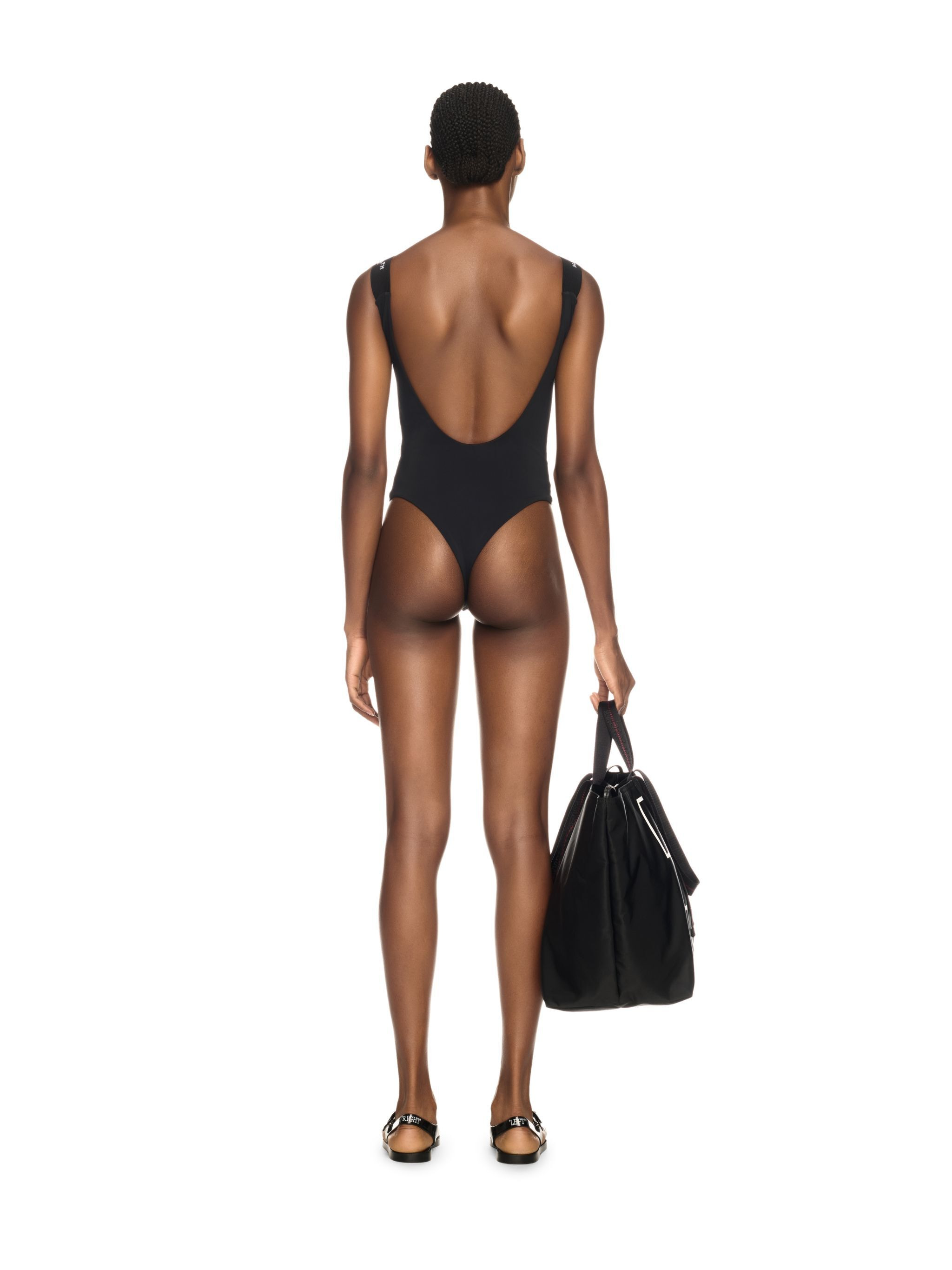 Black Logo Band Swimsuit - 4
