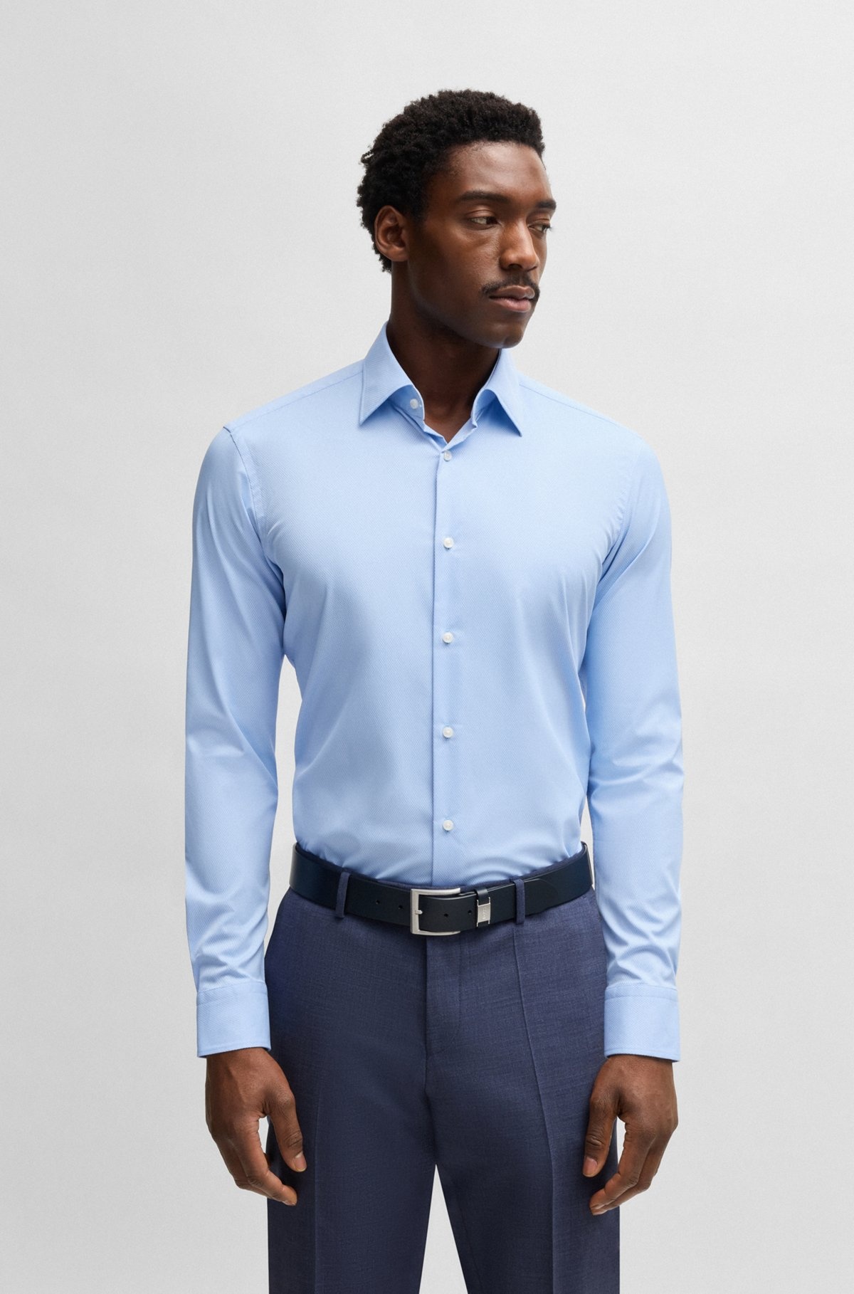 REGULAR-FIT SHIRT IN STRUCTURED STRETCH FABRIC - 2