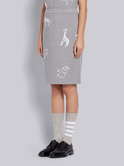 Thom Browne Light Grey Classic Cotton Pique Animal Icon Embroidery 4-Bar Skirt outlook