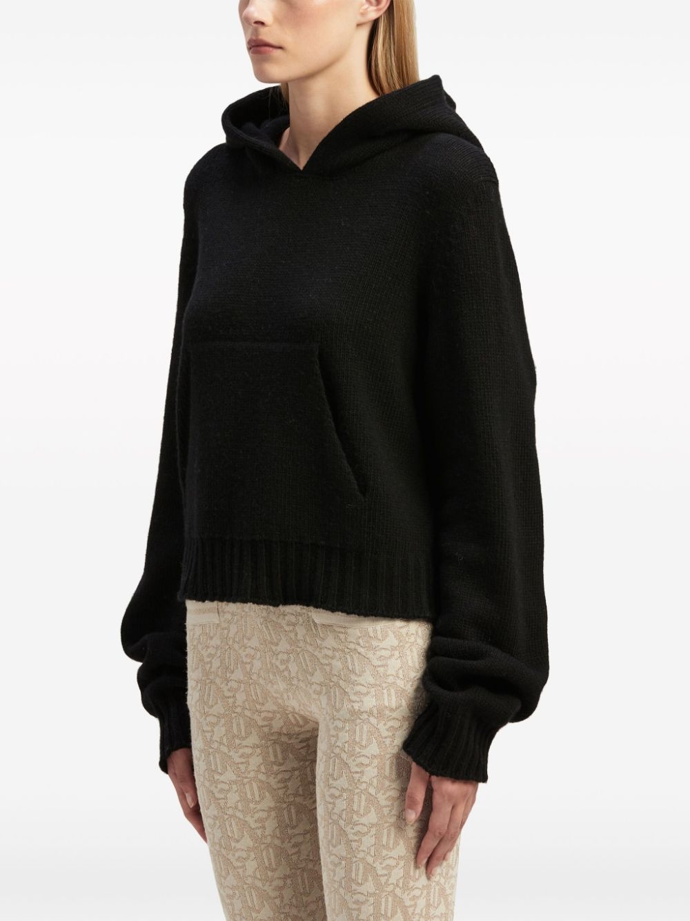 logo intarsia-knit wool-blend hoodie - 4