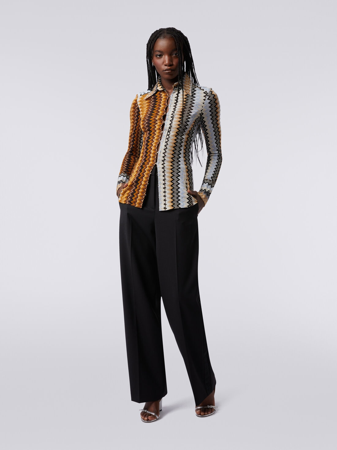 Viscose chevron shirt with lurex - 2