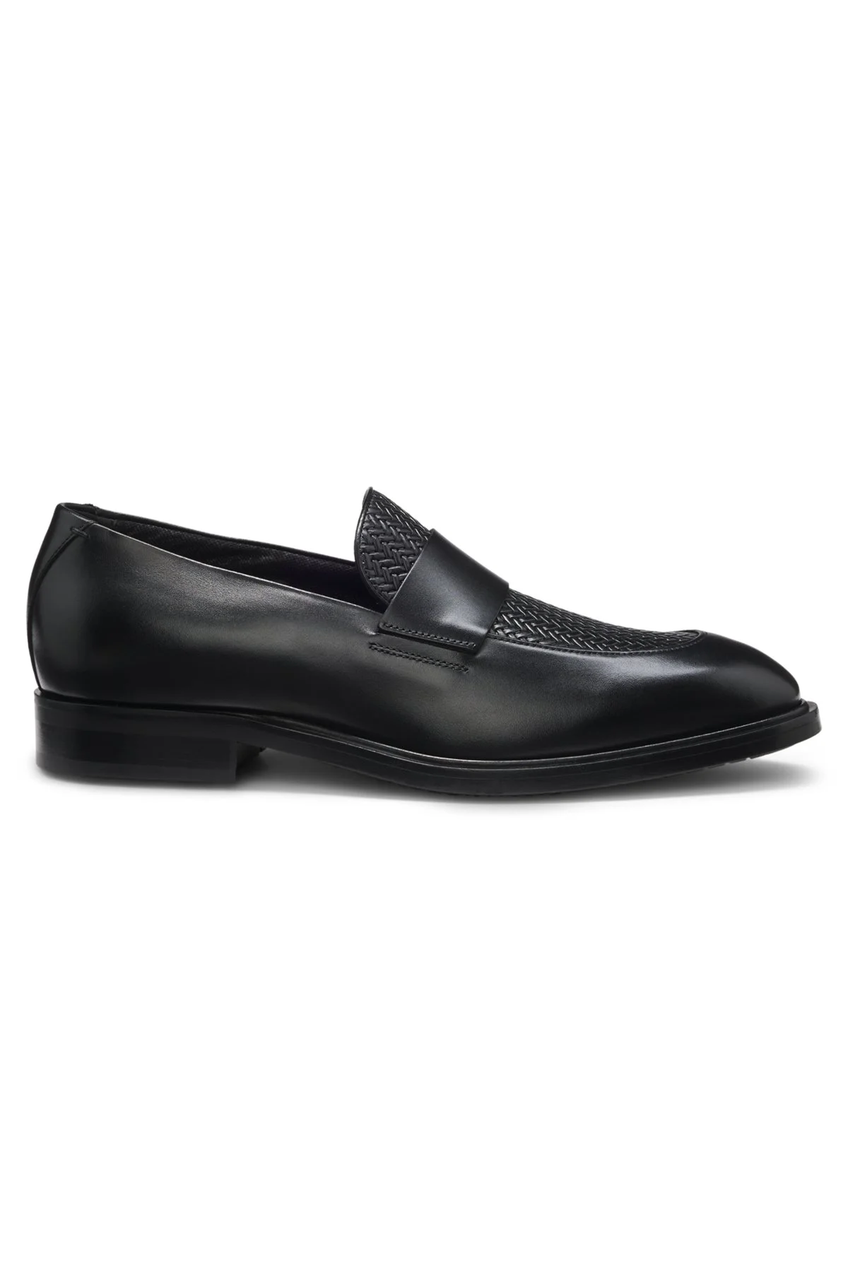 LEATHER LOAFERS WITH WOVEN VAMP - 1