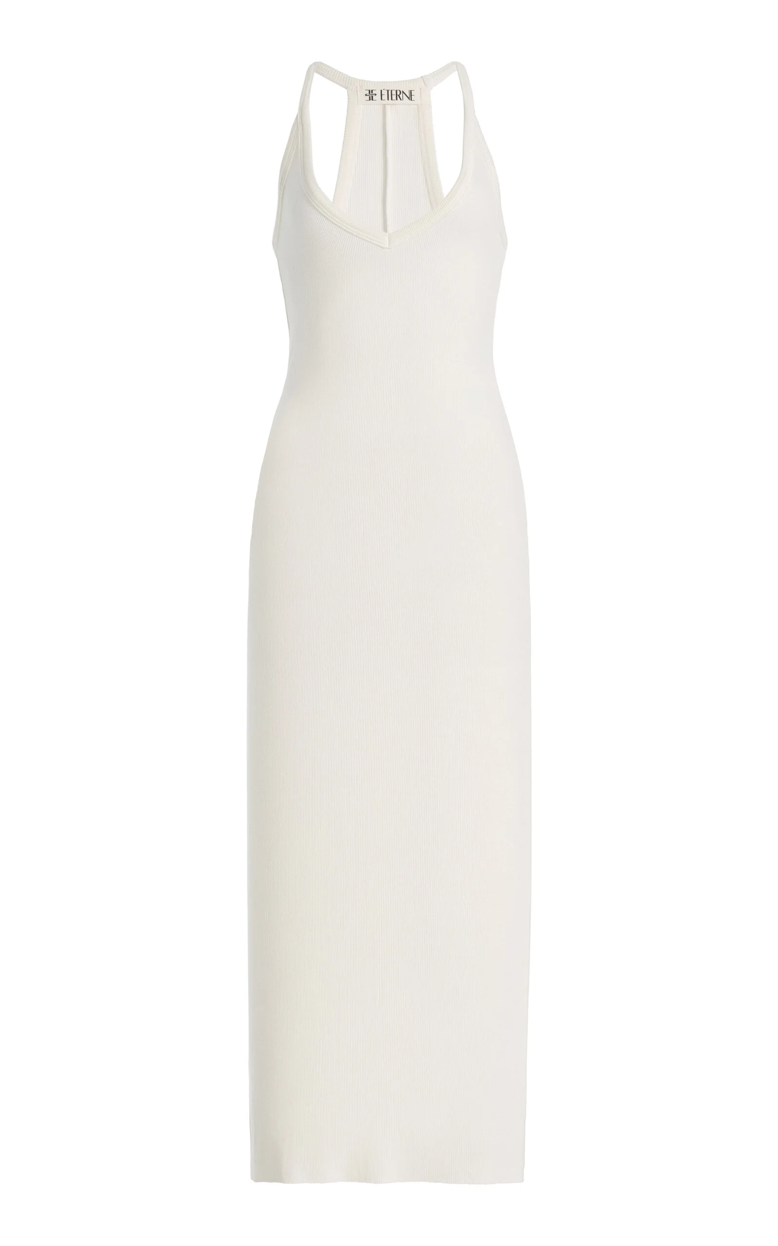 Ribbed Jersey Halter Maxi Dress ivory - 1