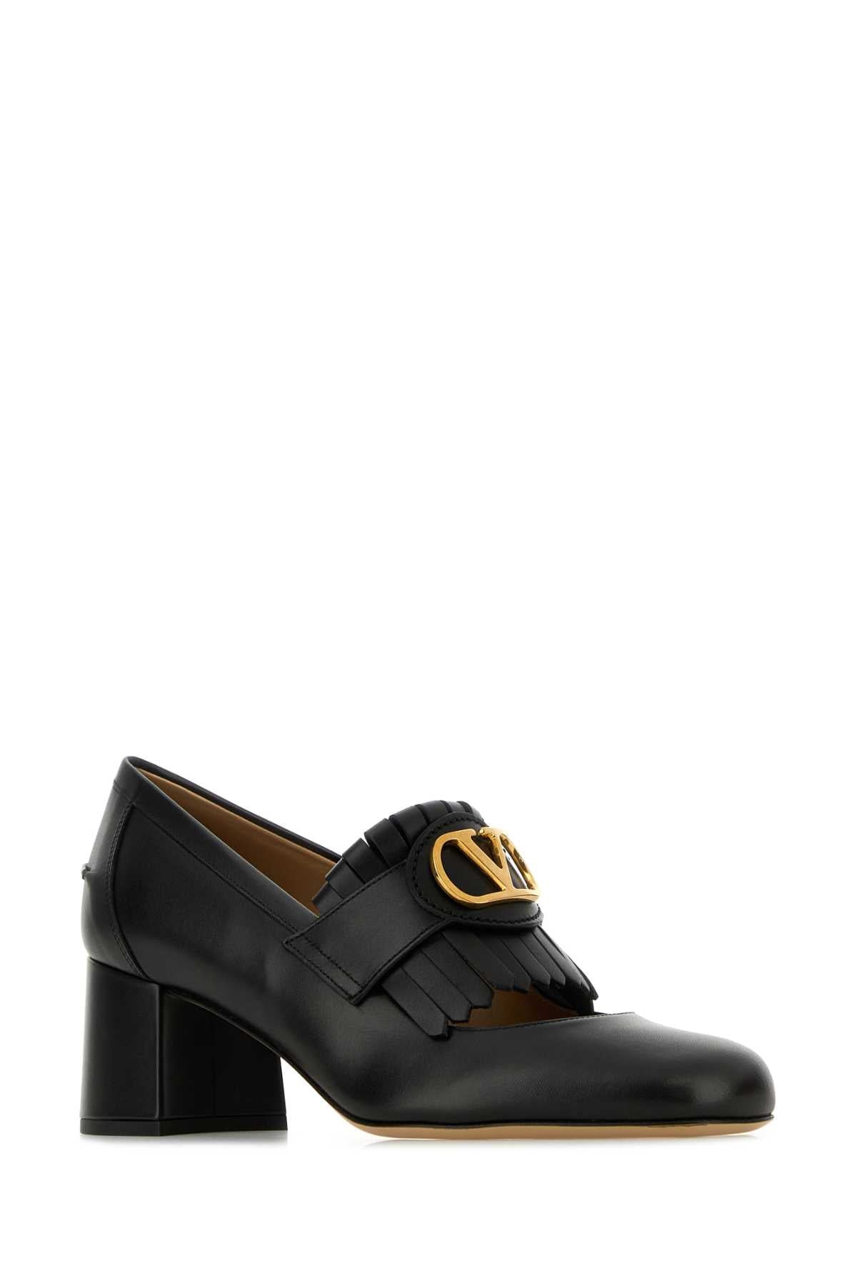 Valentino Garavani Women Black Leather Vlogo Pumps - 2