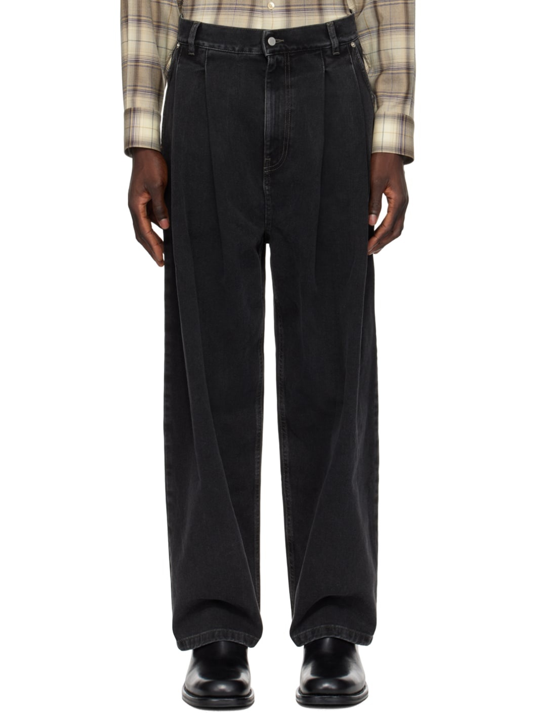 Black Pleated Jeans - 1