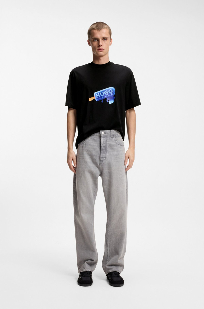 HUGO COTTON-JERSEY T-SHIRT WITH ICE-LOLLY ARTWORK outlook