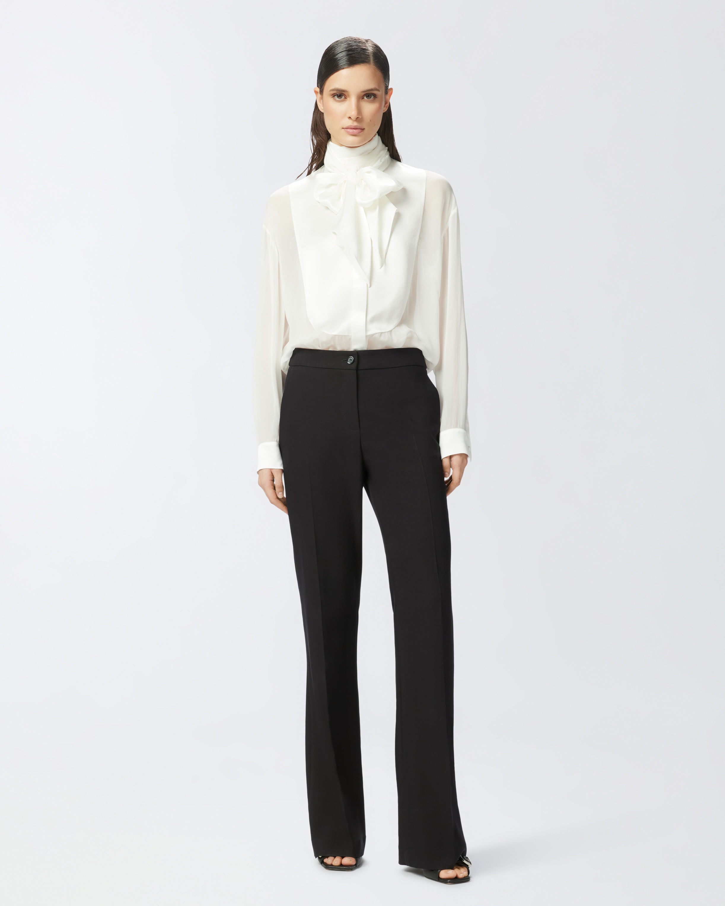 ELEGANT SHEER SHIRT WITH SATIN INSERT - 3