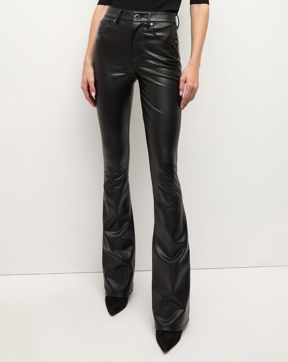 BEVERLY VEGAN LEATHER SKINNY-FLARE PANT - 3