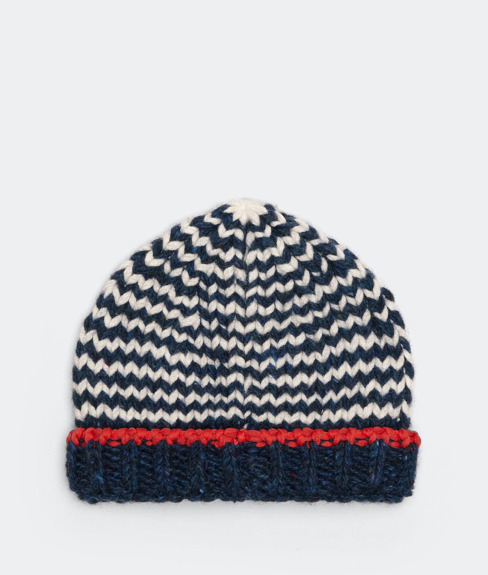 heavyweight wool beanie with zig-zag motif - 2