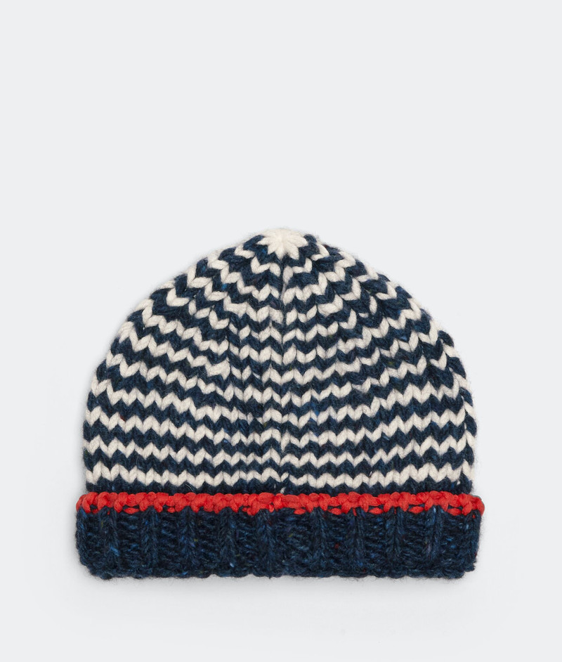 Bottega Veneta heavyweight wool beanie with zig-zag motif outlook