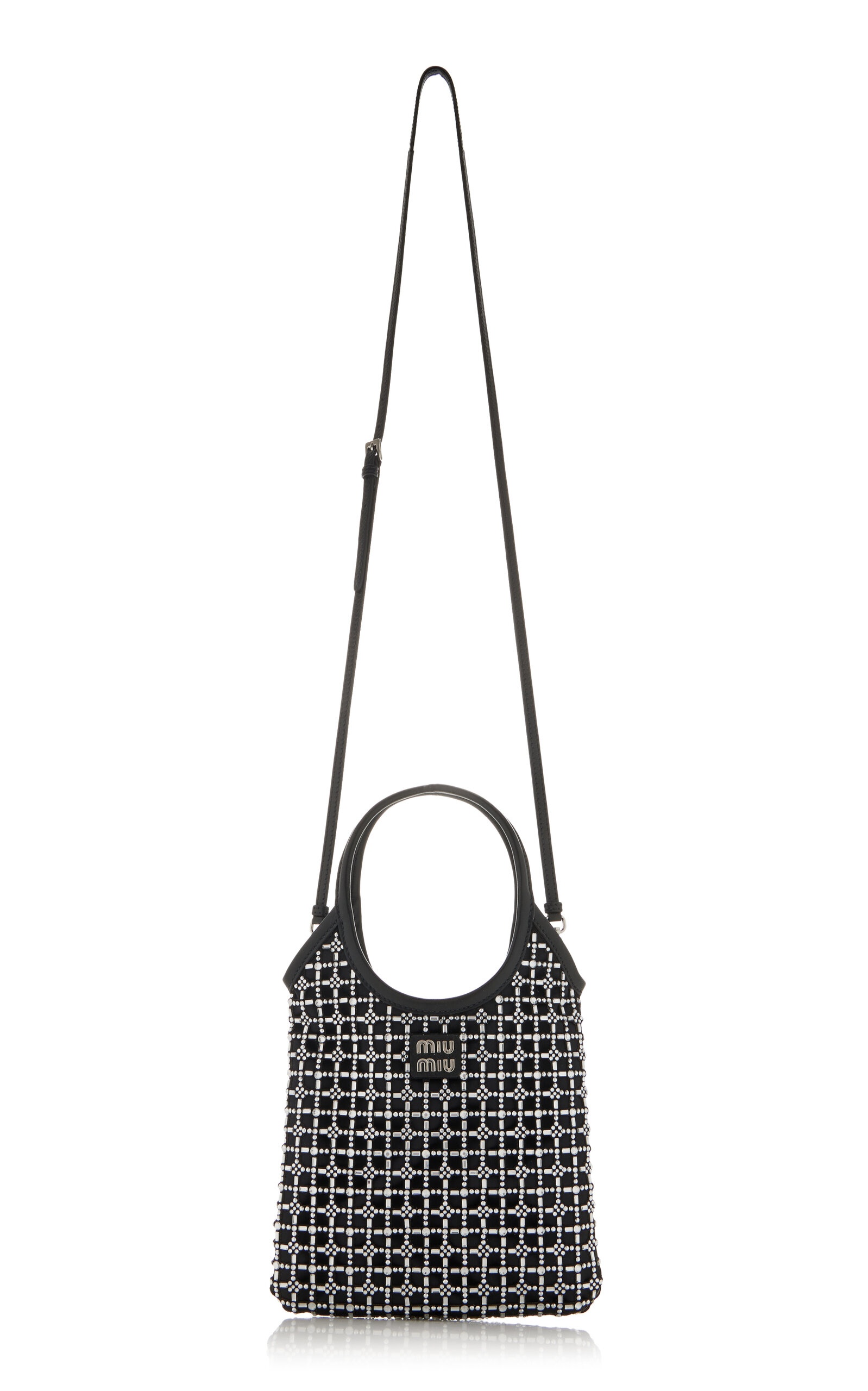 Crystal-Embellished Open Weave Tote Bag black - 3
