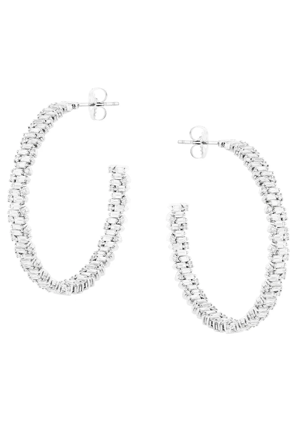 Diamond Baguette Hoops - 45m - 1