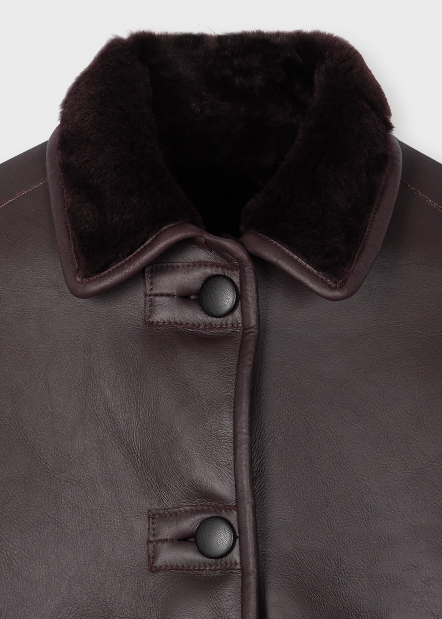 Aubergine Shearling Leather Jacket - 4