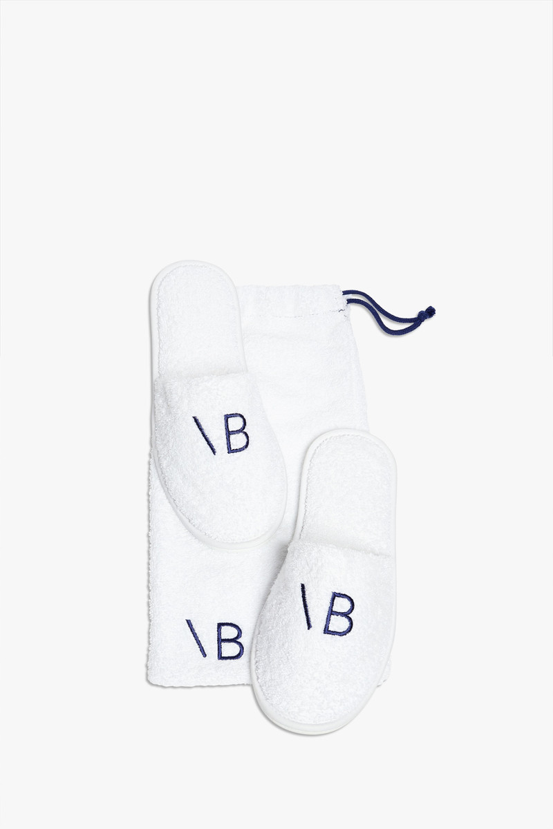 VB Embroidered Slippers in Navy-White 1