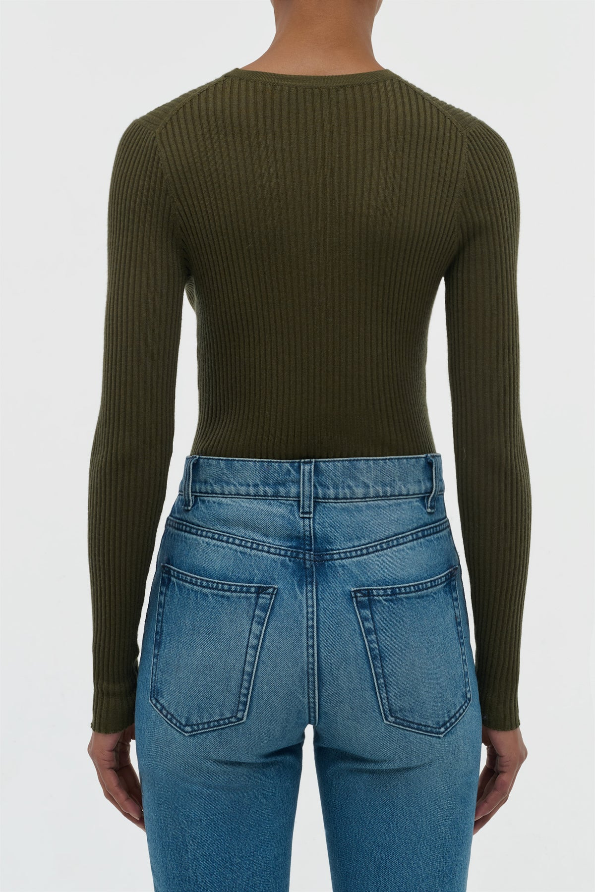 Browning Knit Sweater in Olive Cashmere Silk - 3