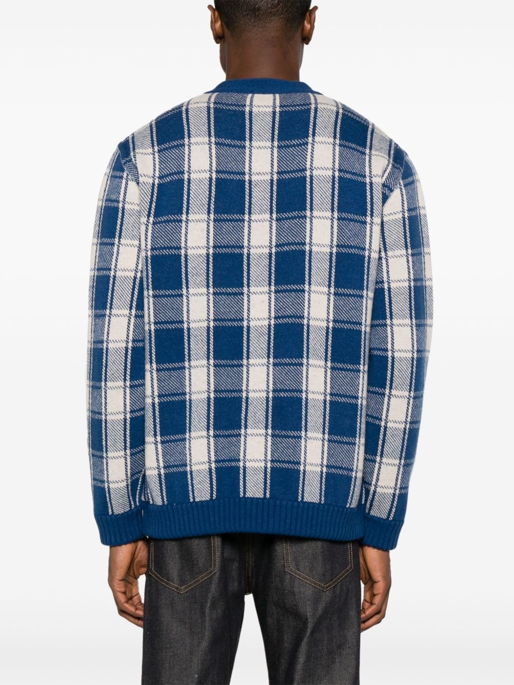 checked reversible wool cardigan - 4
