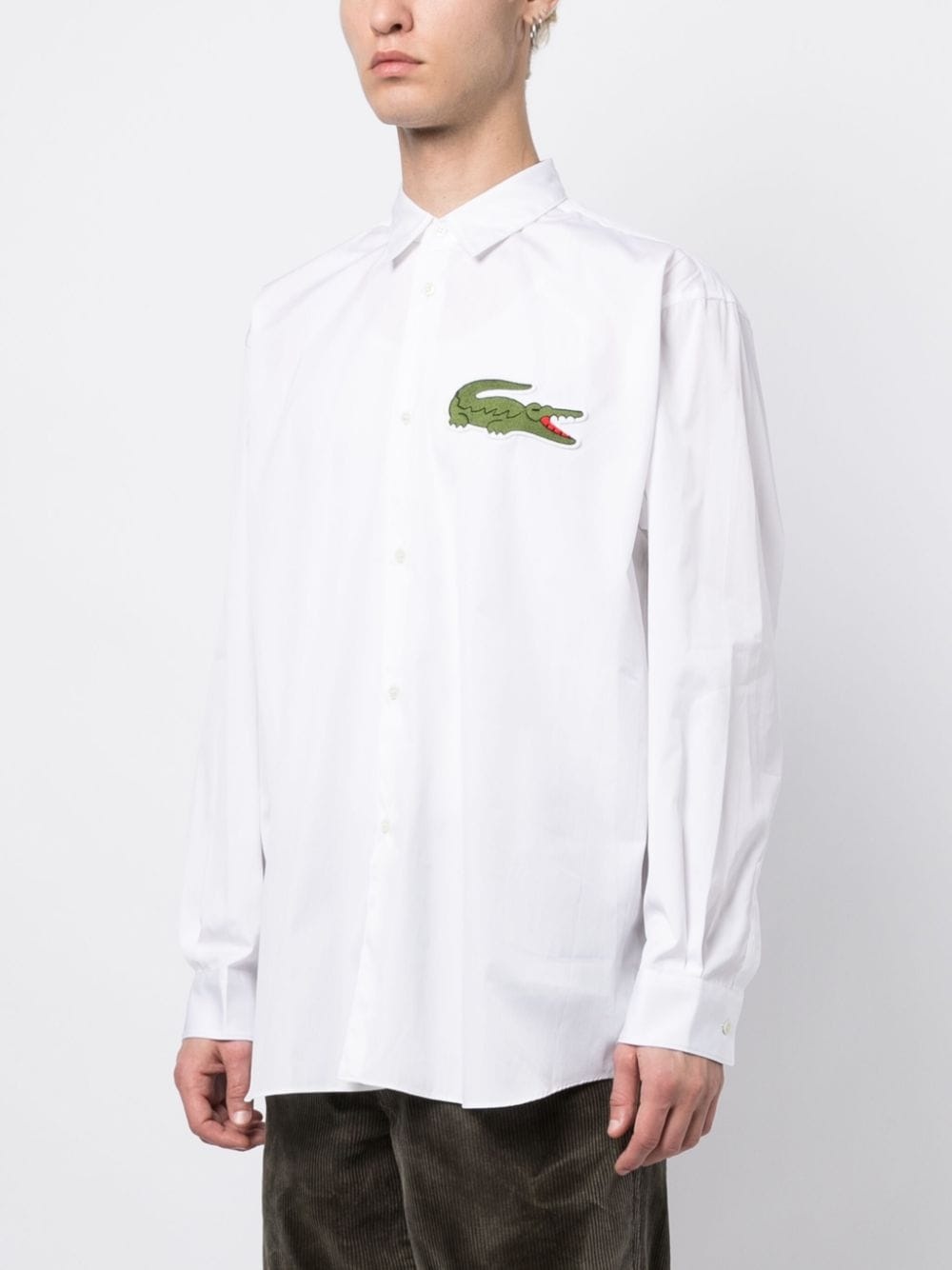 x Lacoste logo-patch cotton shirt - 3