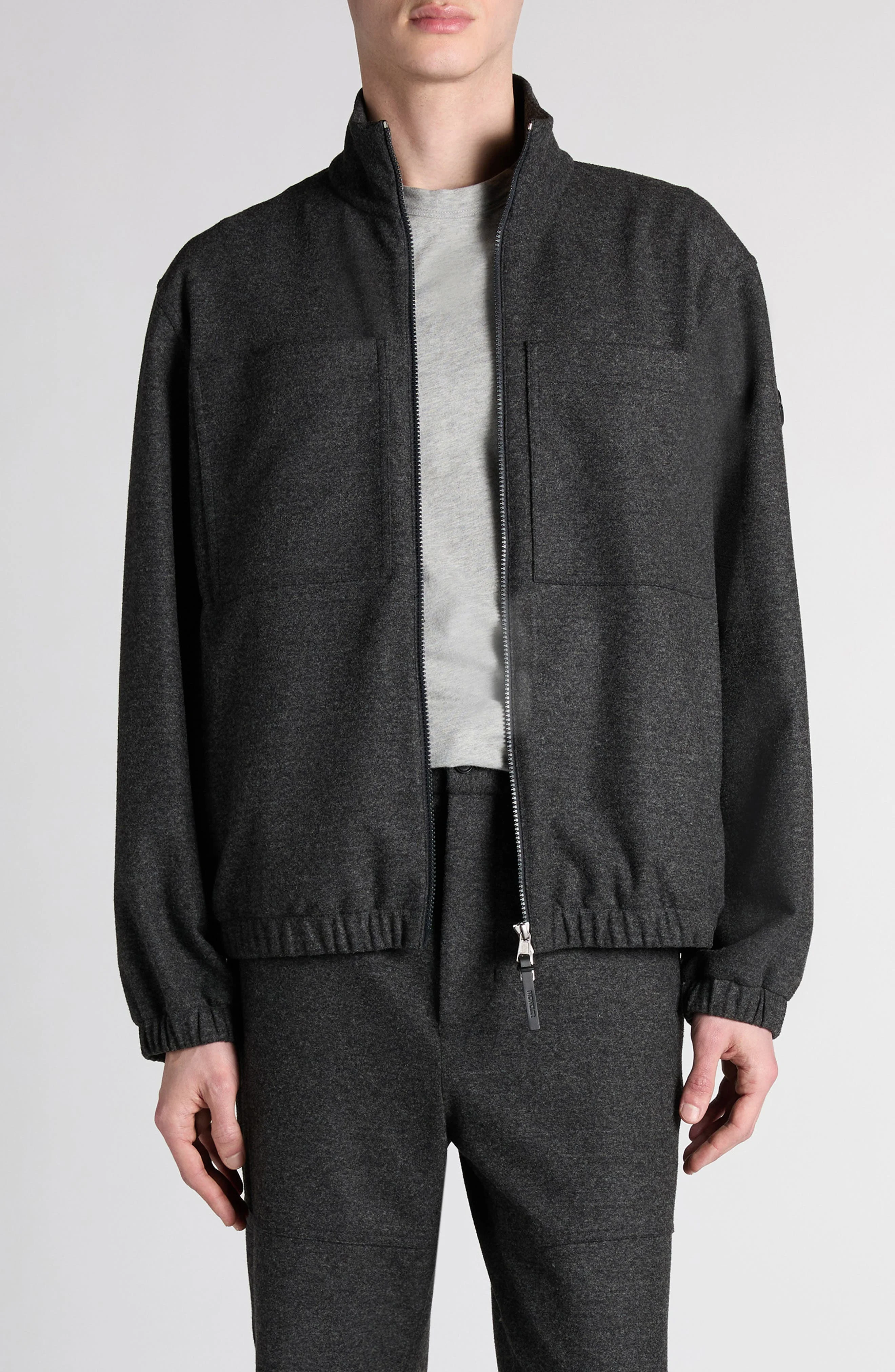 Moncler Zip Up Cardigan in Charcoal - 1
