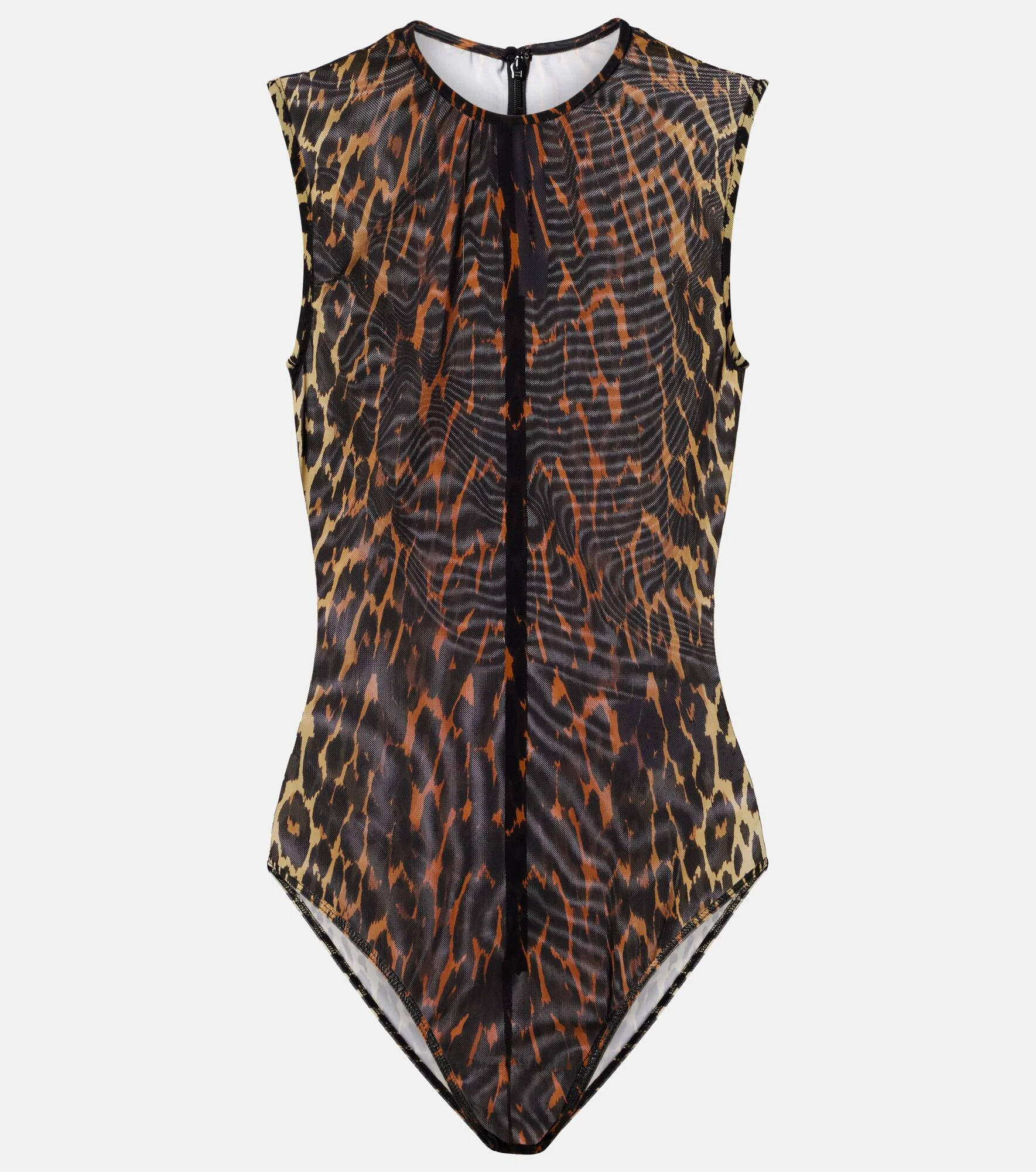 Leopard-print mesh bodysuit - 1