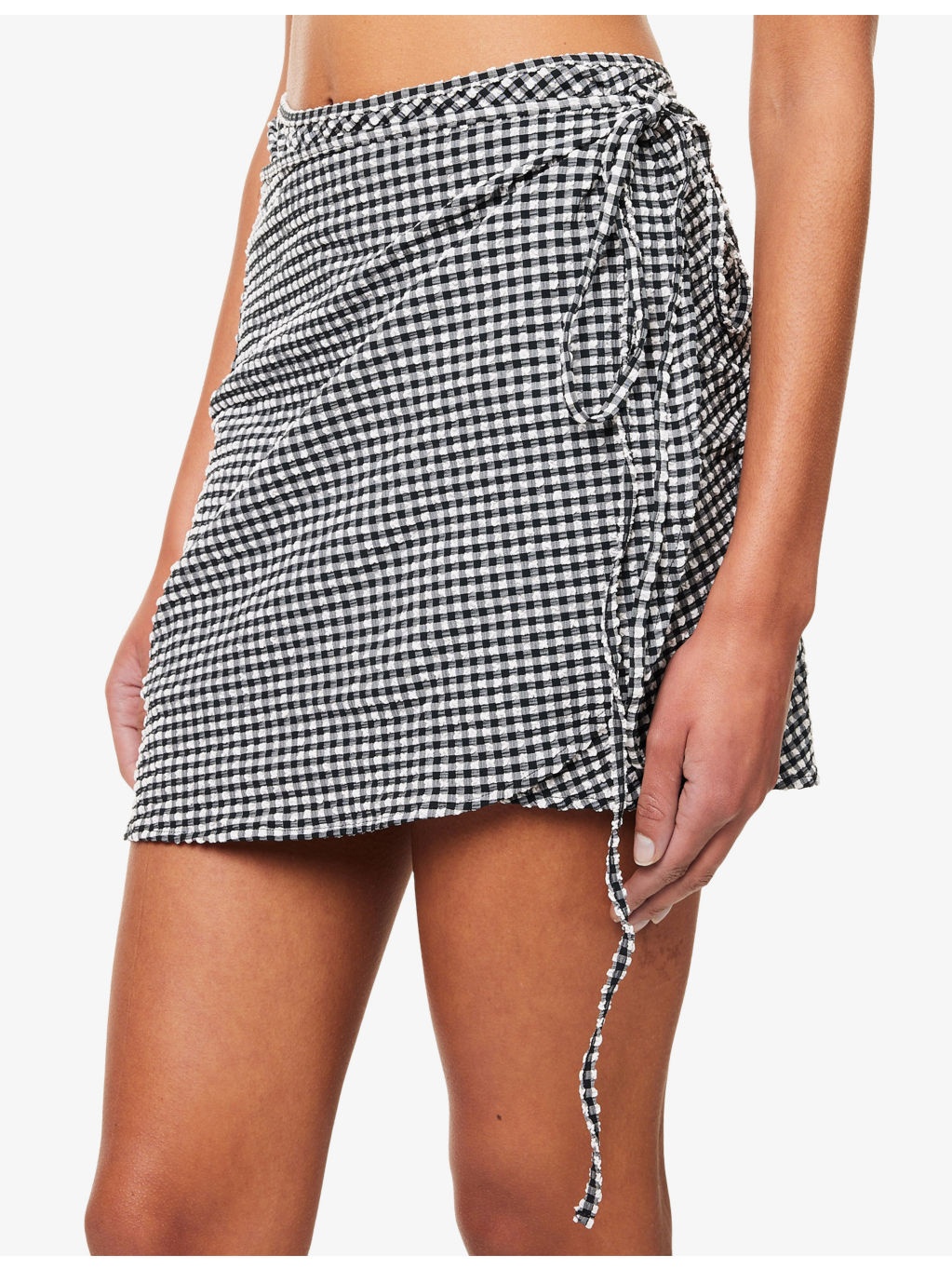 Self-Tie Stretch-Woven Short Sarong - 5