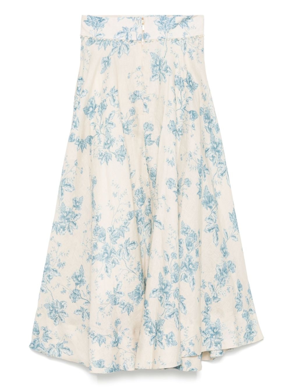 floral-print linen skirt - 2