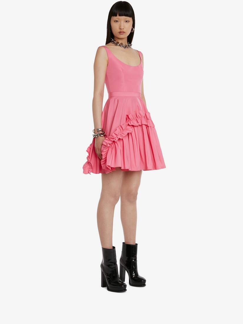 Women's Scoop Neck Mini Dress in Sugar Pink - 3