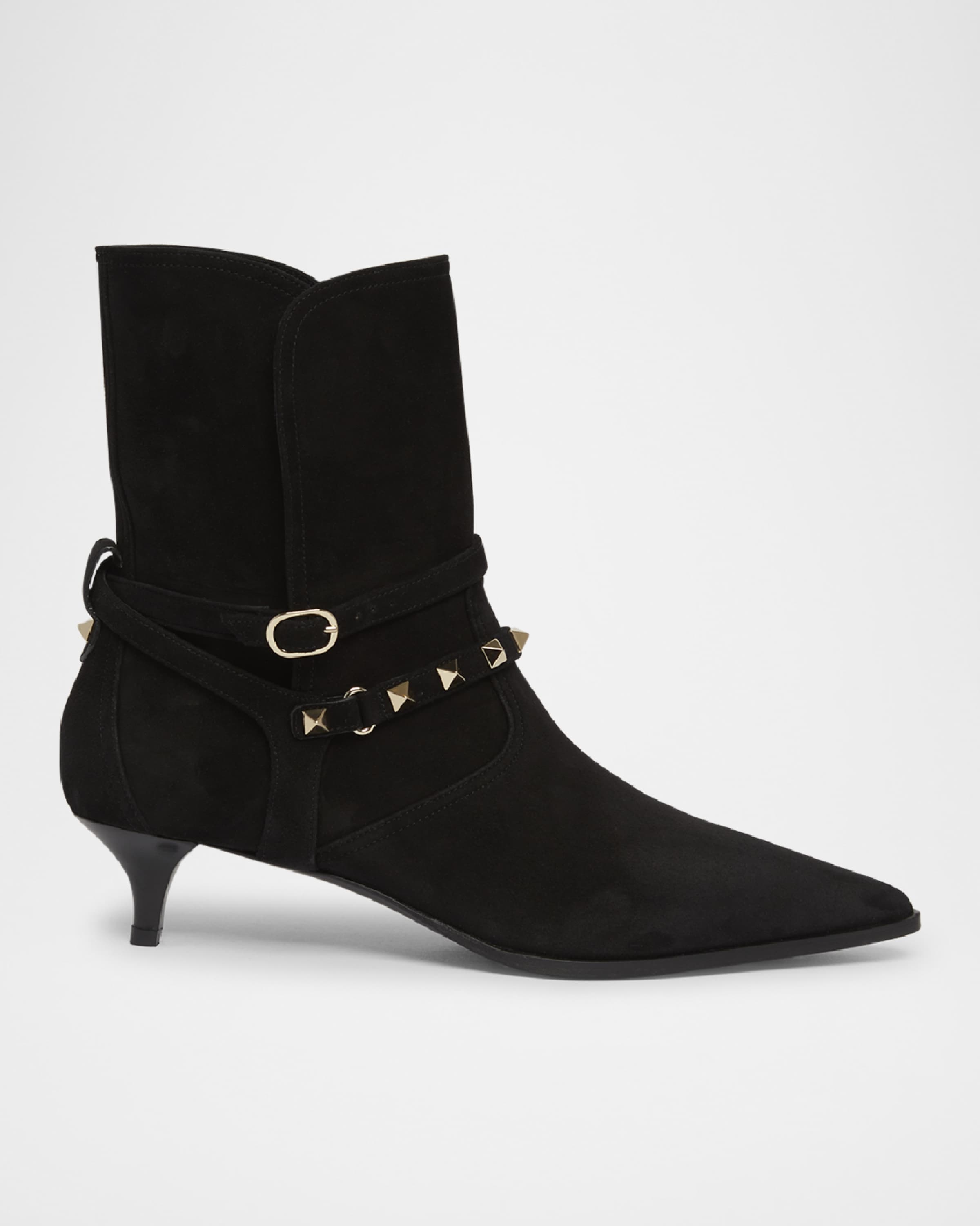 Rockstud Harness Suede Ankle Booties - 1