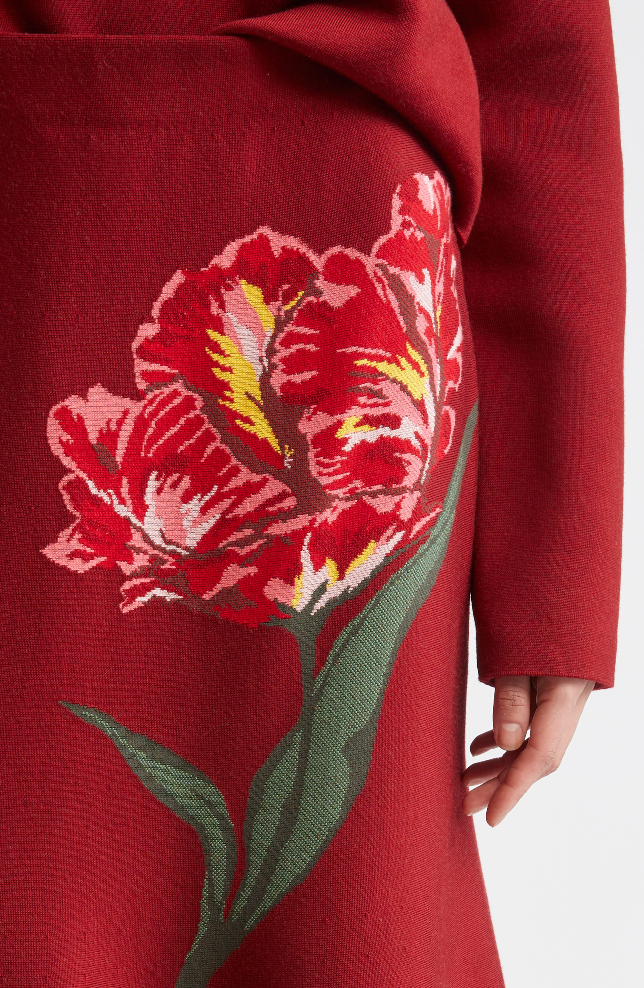 Carolina Herrera Floral Jacquard Flared Skirt in Garnet Multi at Nordstrom - 4