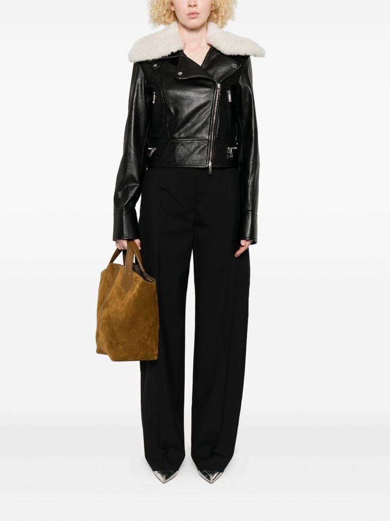 Sportmax shearling-collar leather jacket outlook