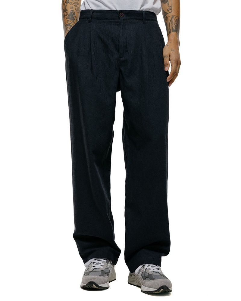 NORSE PROJECTS Hestur Relaxed Cotton Linen Twill Pleated Trouser Dark Navy outlook