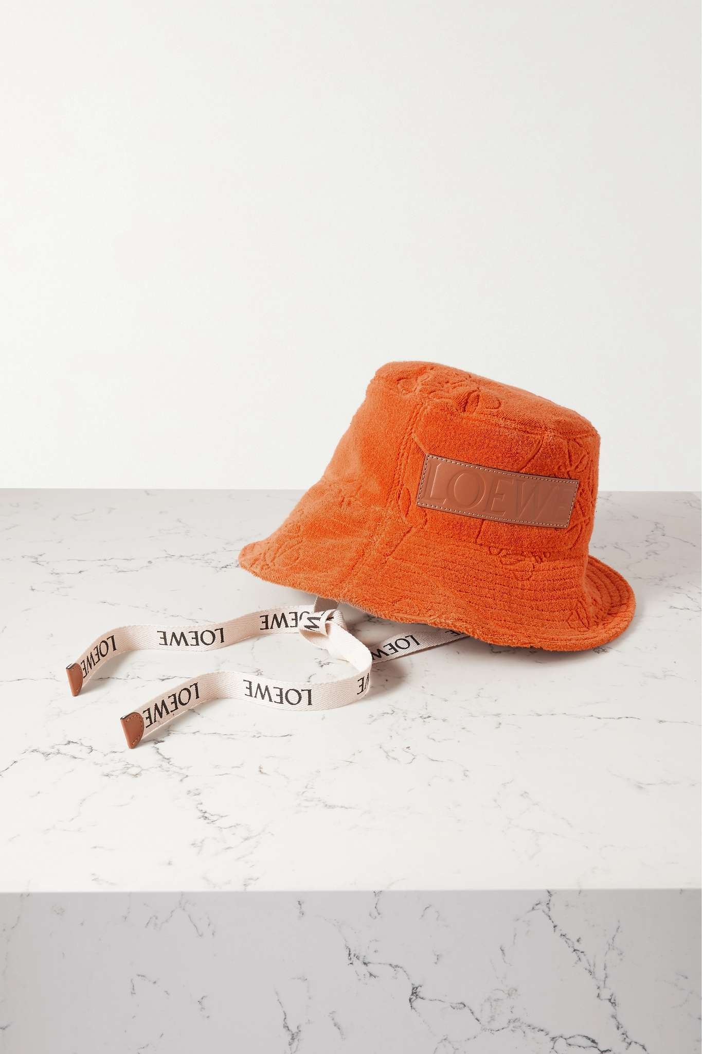 + Paula's Ibiza Anagram canvas and leather-trimmed terry bucket hat - 1