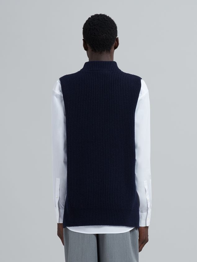 ASYMMETRIC CARDED WOOL VEST - 3