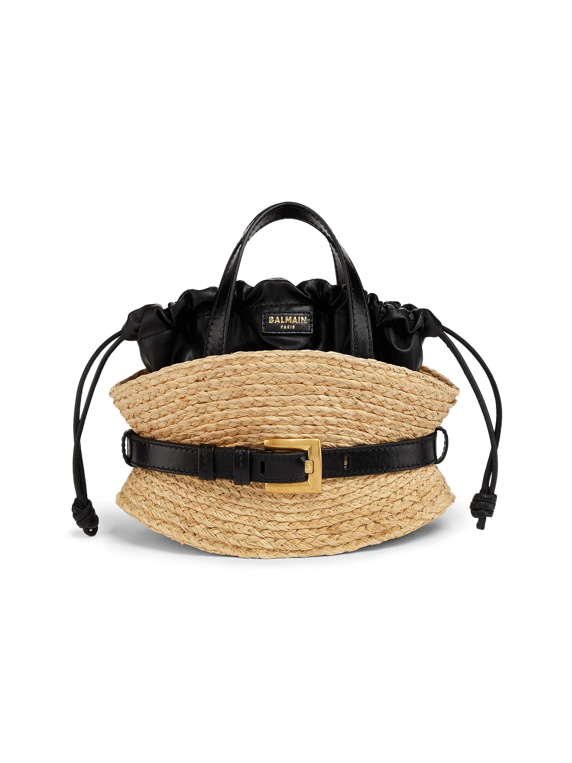 Women's Mini Shuffle Raffia & Leather Top Handle Bag - Naturel Noir - 1