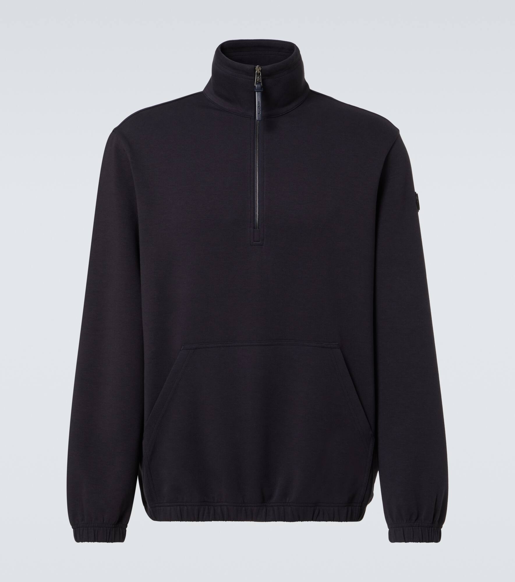 Cotton-blend half-zip sweatshirt - 1