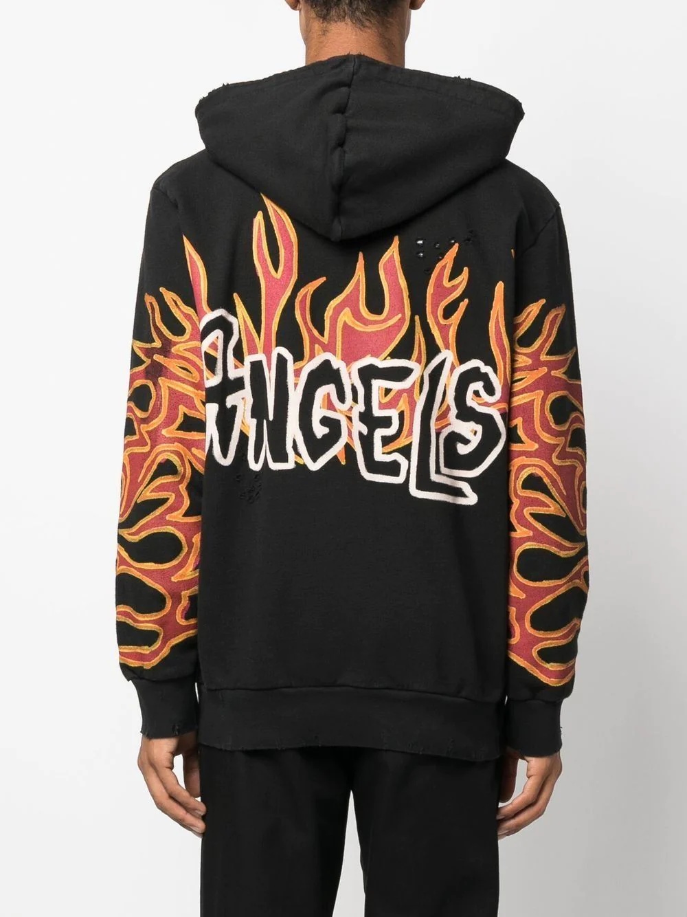 flame-print cotton hoodie - 4