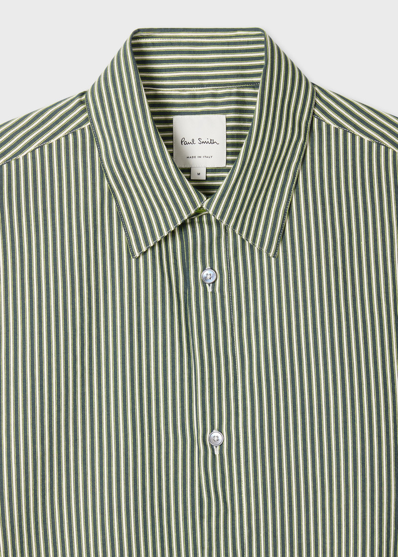 Paul Smith Green Stripe Oversized Cotton-Silk Shirt outlook