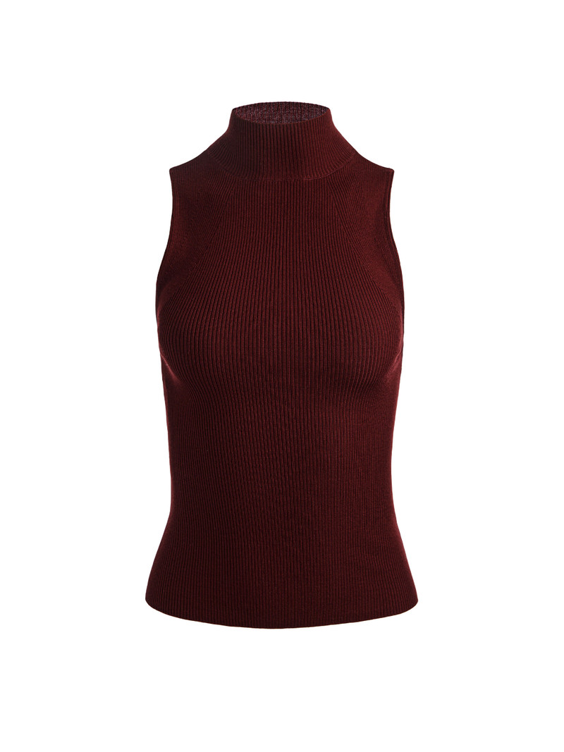 DARCEY WOOL SLEEVELESS TURTLENECK - COGNAC 1