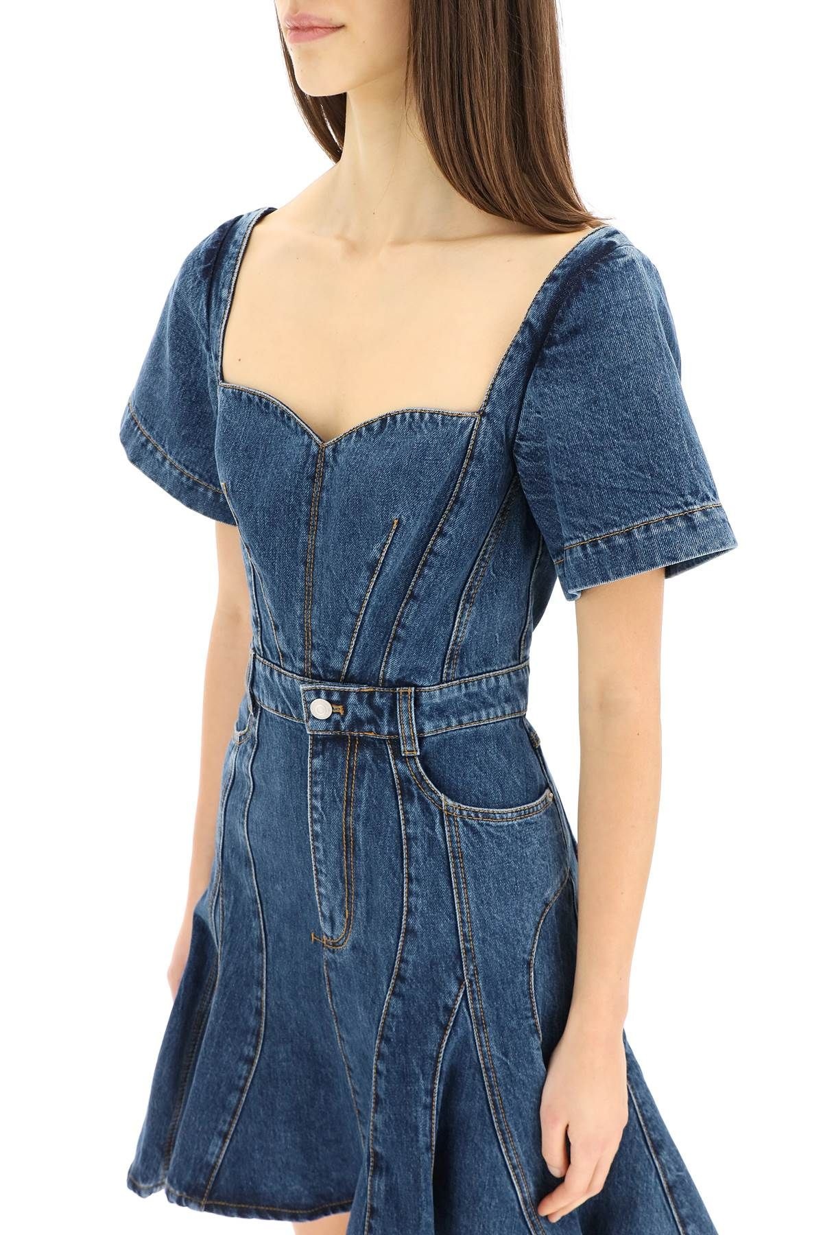 FLUTED DENIM MINI DRESS - 5