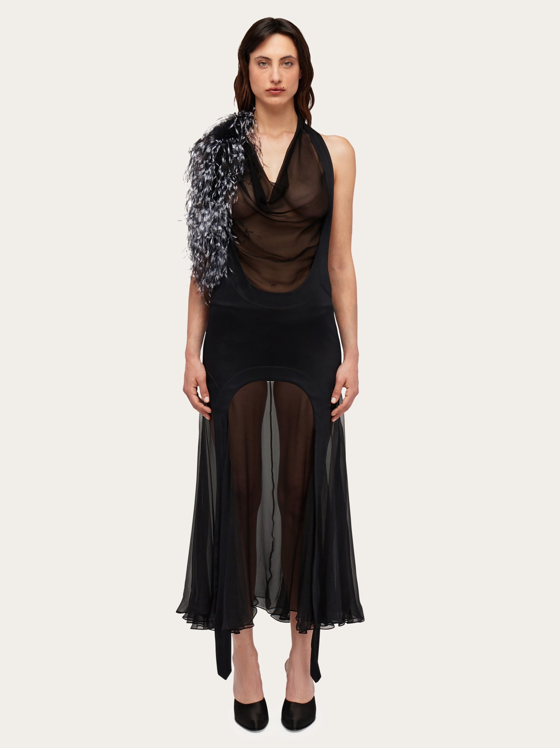 Muslin dress with feather bouquet - 2