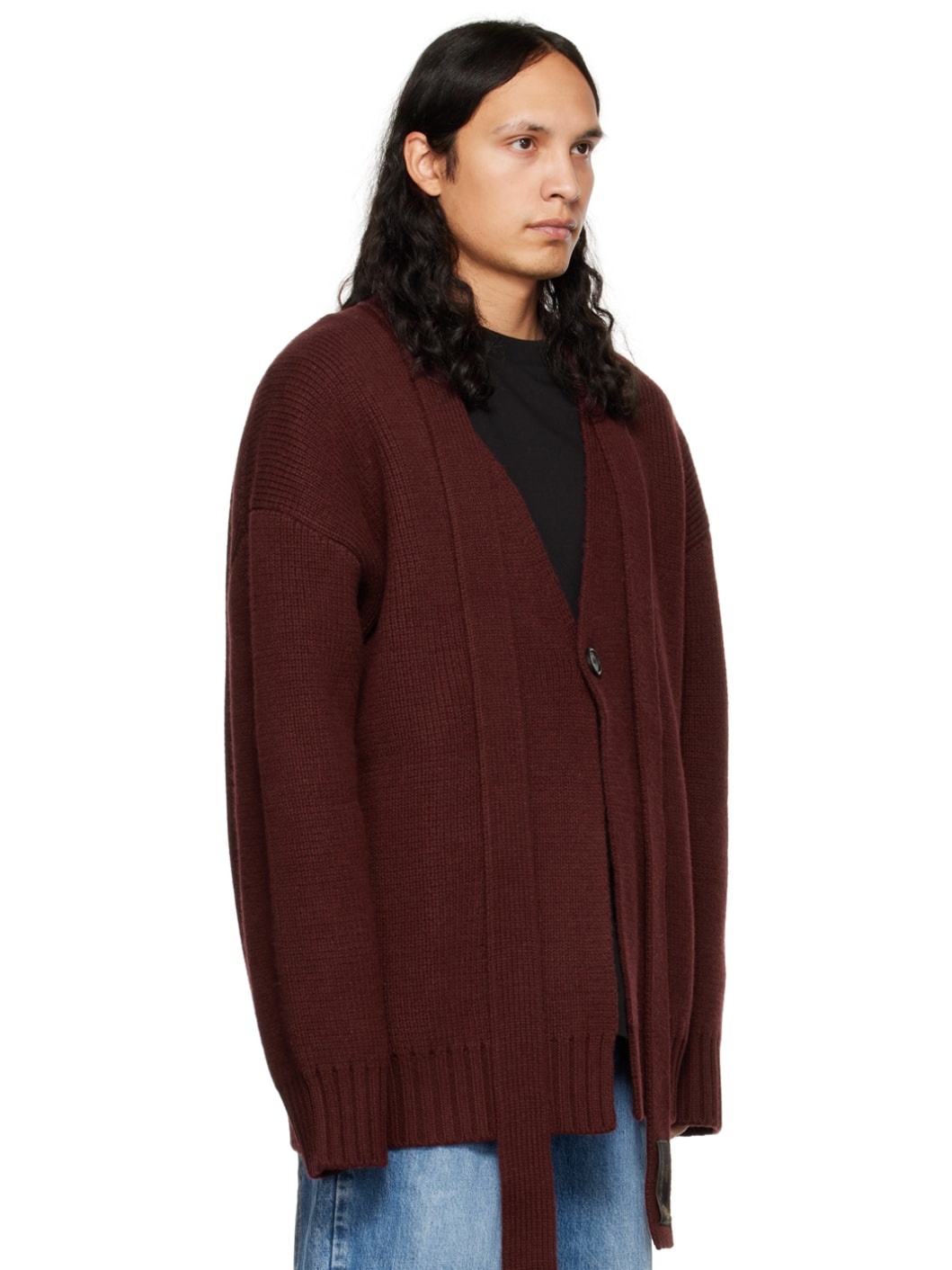 Burgundy Self-Tie Cardigan - 2