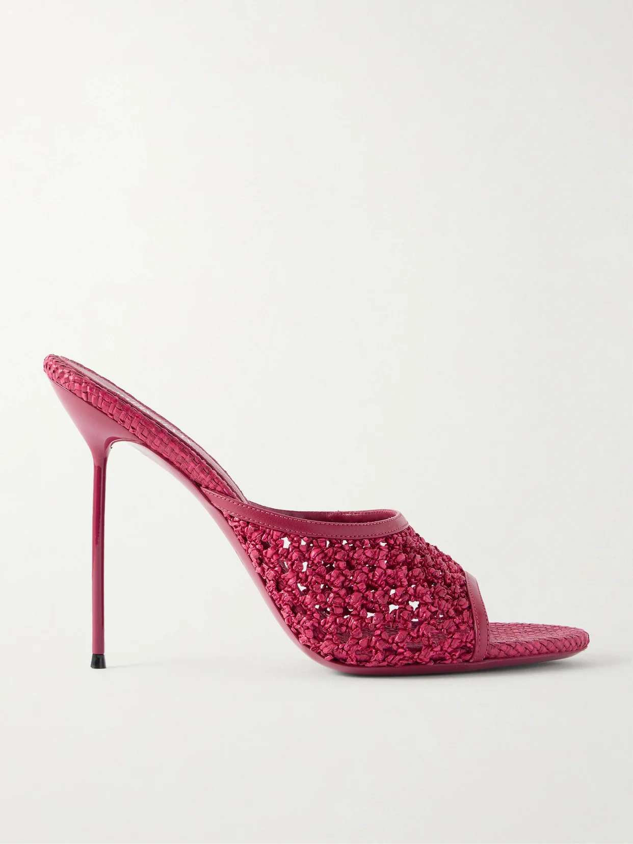 Lidia Leather-trimmed Straw Mules - 1